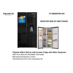 Polystar 436ltrs Side By Side Inverter Refrigerator With Water Dispenser PV-SBS667WD-inv