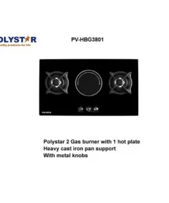 Polystar Tempered Glass 2 Burner + 1 Hot Plate Pv-hbg3801