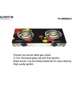 Polystar 2 Burner Glass Table Top Gas Cooker Pv-mw854fl