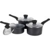 Russell Hobbs Pearlised Forged Aluminium 3 Piece Saucepan Set