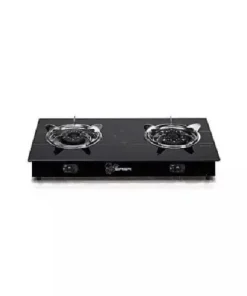QASA 2 Burner Glass Table Top Gas Cooker - QGC-2BG - Black