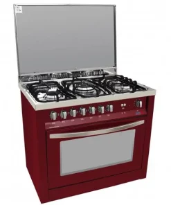 Scanfrost 5 Gas Burner + 1 WOK Burner Standing Cooker Burgundy Red– PRG96G2G