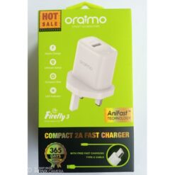 Oraimo Compact 2A Fast Charger With Iphone Cable