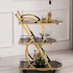 Rare Objects 3 Tier Bar Trolley for Home with Wheels and Handle Restaurant