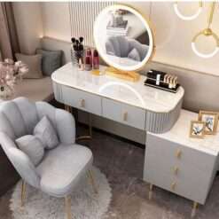 Dressing Table and Chair Bedroom Simple Modern LED Mirror Storage Dresser