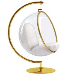 Gold Bubble Chair Acrylic Swing with Stand and Cushion