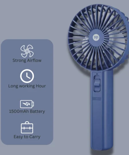 DP 7633 (RECHARGEABLE PORTABLE FAN) 1500mAh Battery Mini Fan3 Blade Table Fan